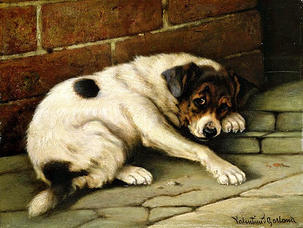 Lovely Companion (olje på panel) av Valentine Thomas Garland