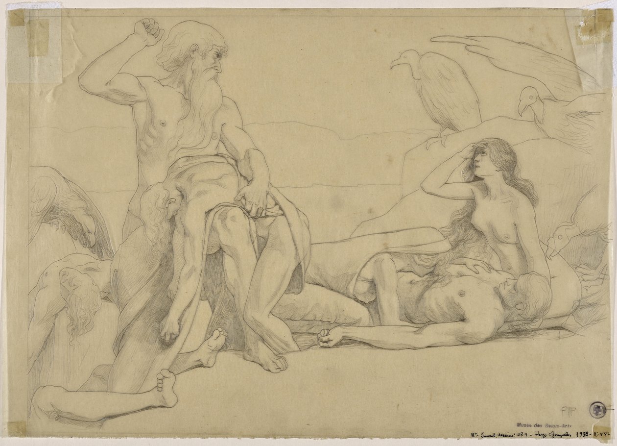 Studie for "" Les tears" (tegning) av Valère Bernard