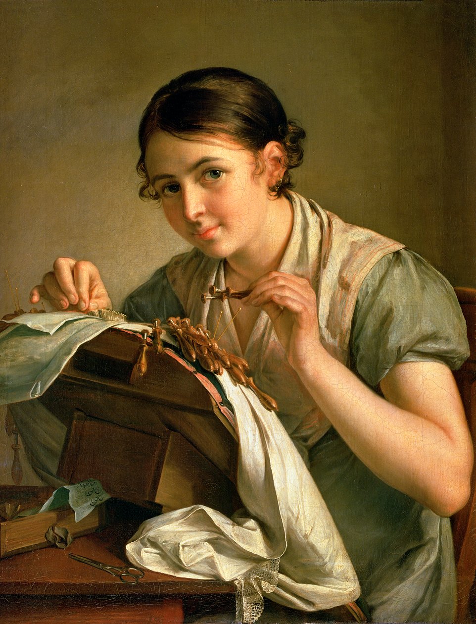 Snøremakeren, 1823 av Vasili Andreevich Tropinin
