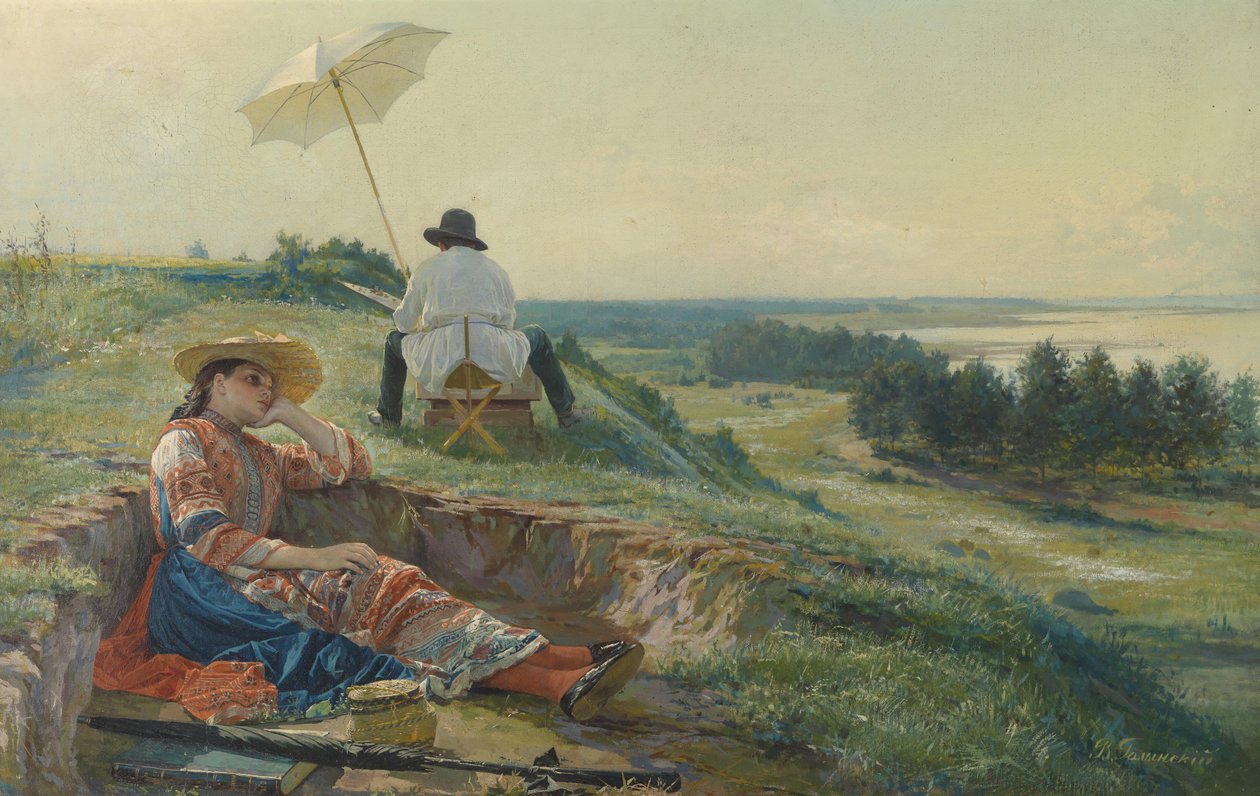 En varm sommerdag (kunstneren på jobb) av Vasili Andreyevich Golynsky
