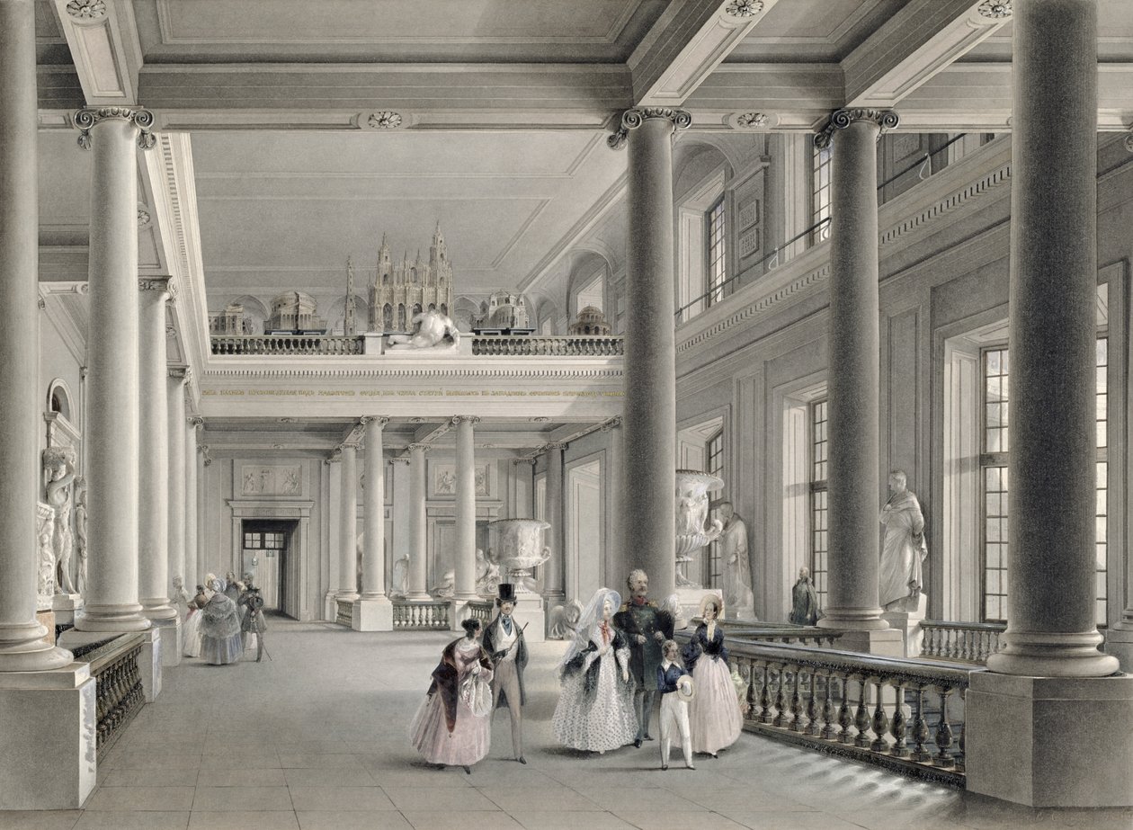Den øvre inngangshallen til kunstakademiet i St. Petersburg, 1838 av Vasili Semenovich Sadovnikov