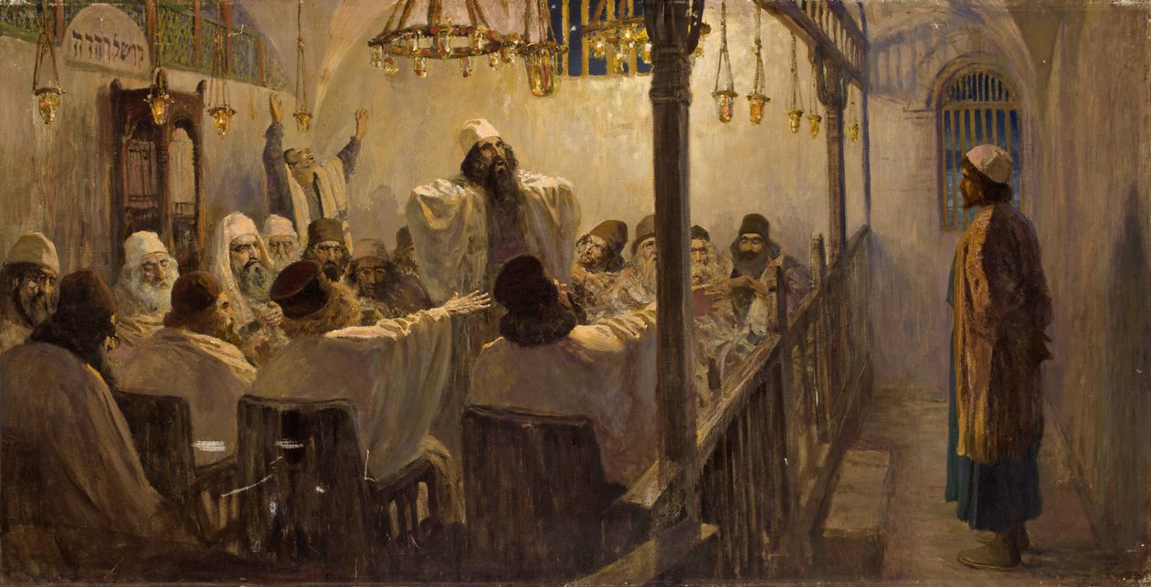 Han er skyldig i døden!, 1906 av Vasilij Dmitrievich Polenov