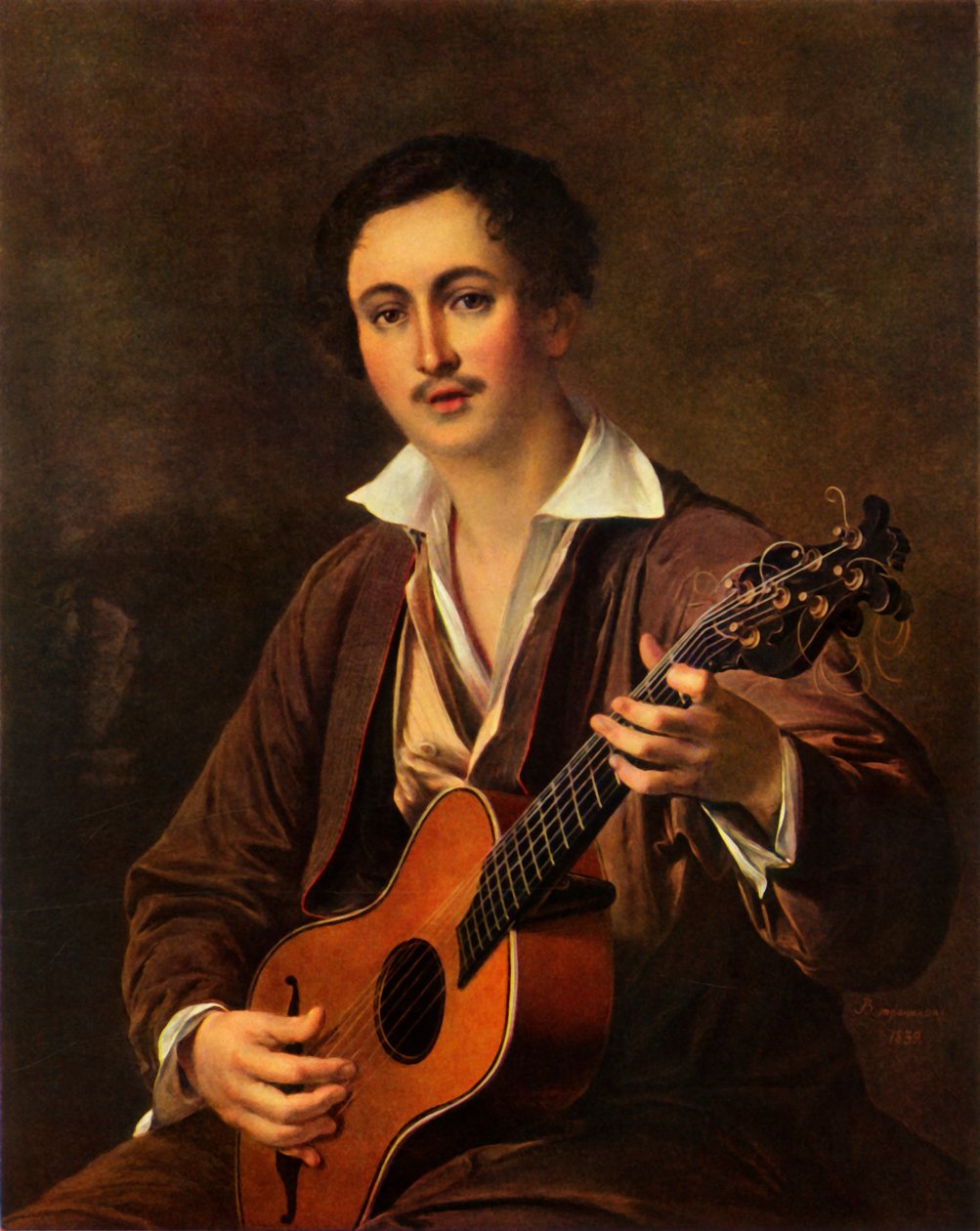 Gitaristen, 1820-tallet, 1965. av Vasily Tropinin