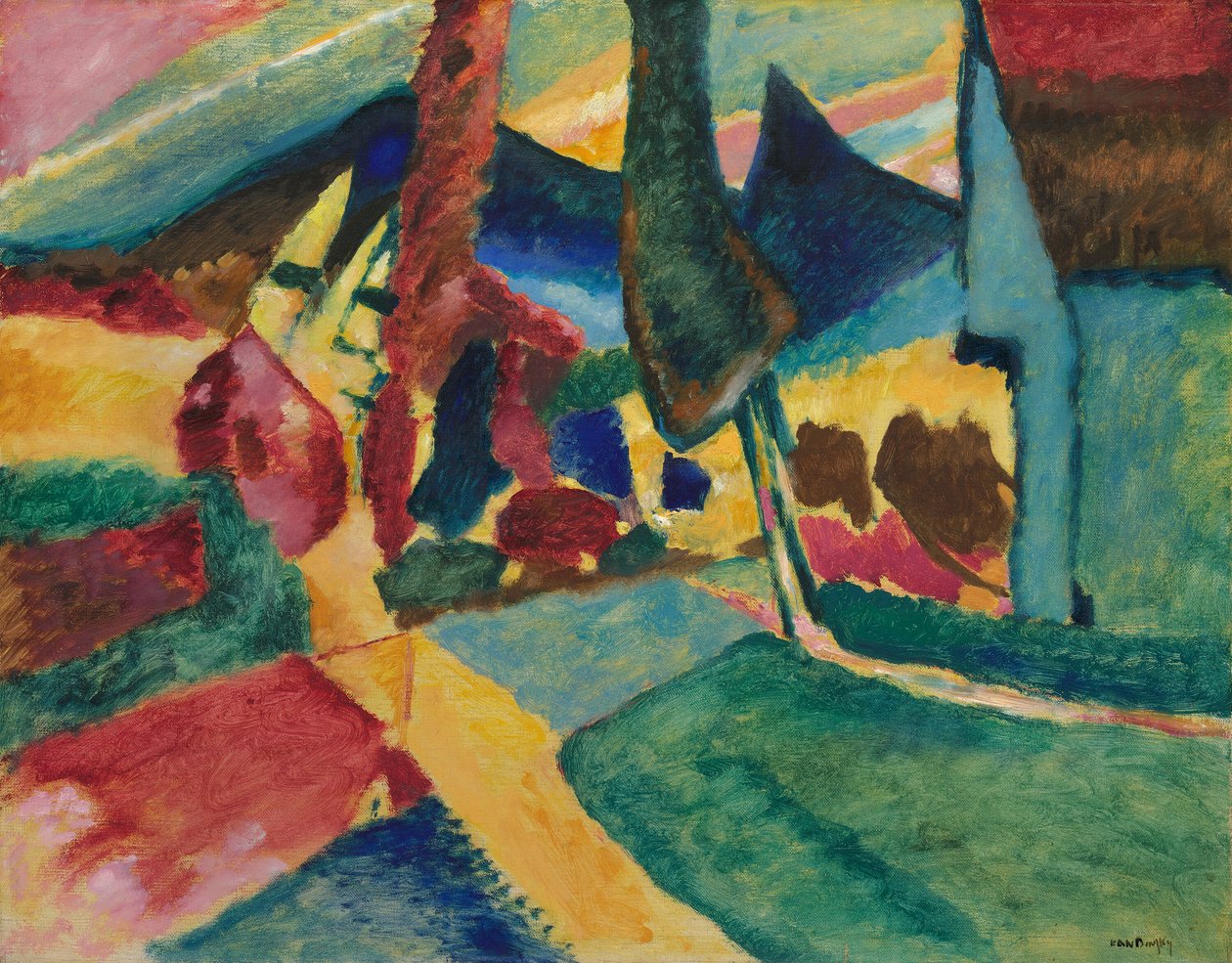 Landskap med to popler, 1912. av Wassily Kandinsky