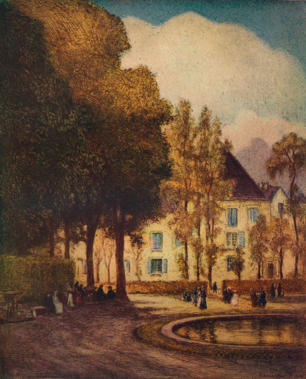 Dragon Basin, Versailles, c1915 av Vaughan Trowbridge