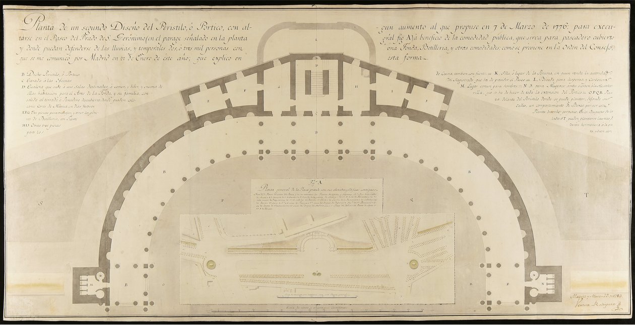 Peristyle for Paseo del Prado de San Jerónimo. av Ventura Rodríguez