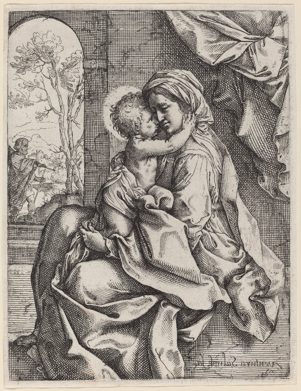 Jomfru og barn av Ventura Salimbeni after Guido Reni