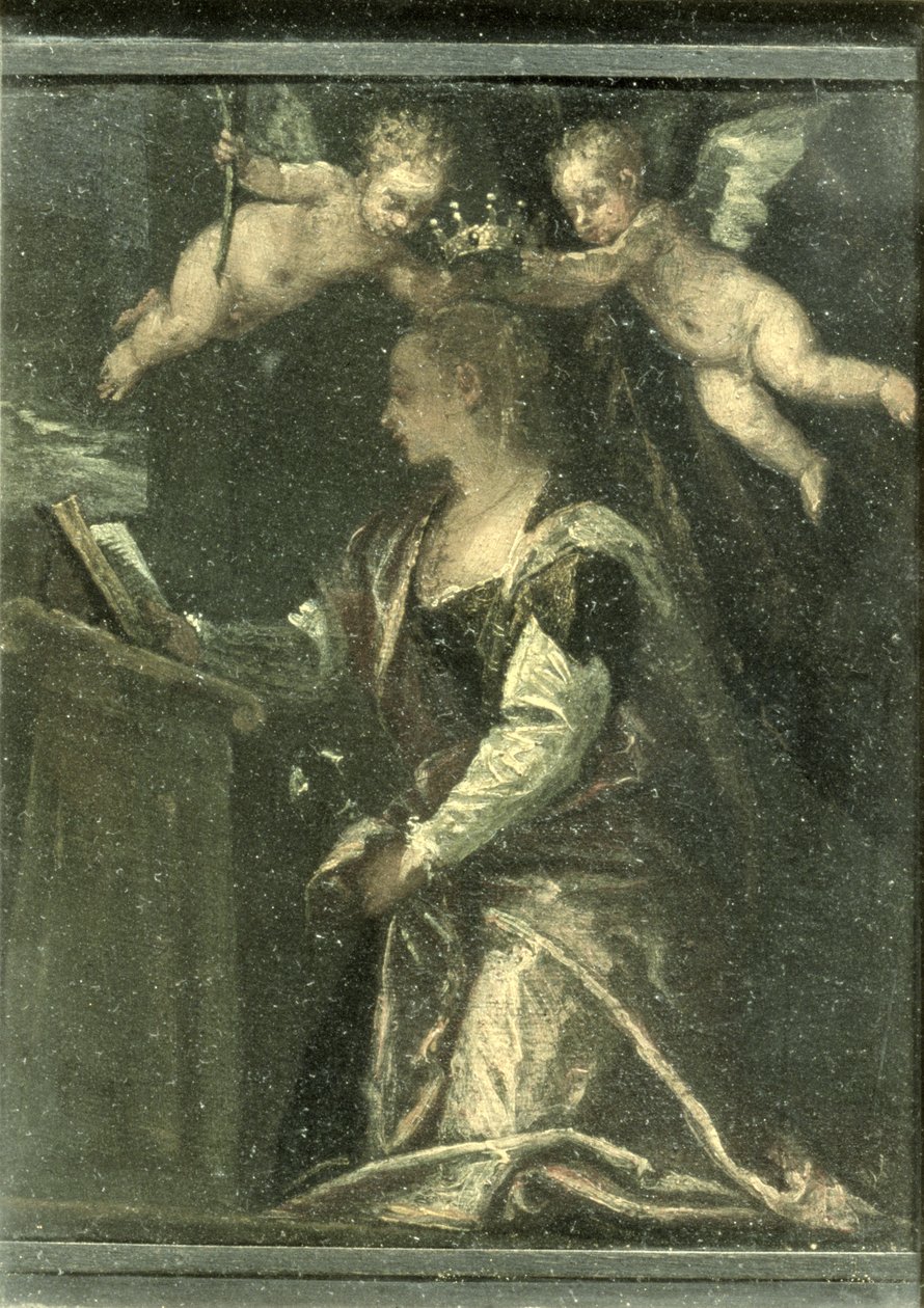 St. Agatha kronet av engler (panel) av Paolo Veronese