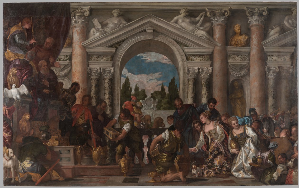 Dronningen av Saba tilbyr gaver til Salomo, 1582-83 av Veronese