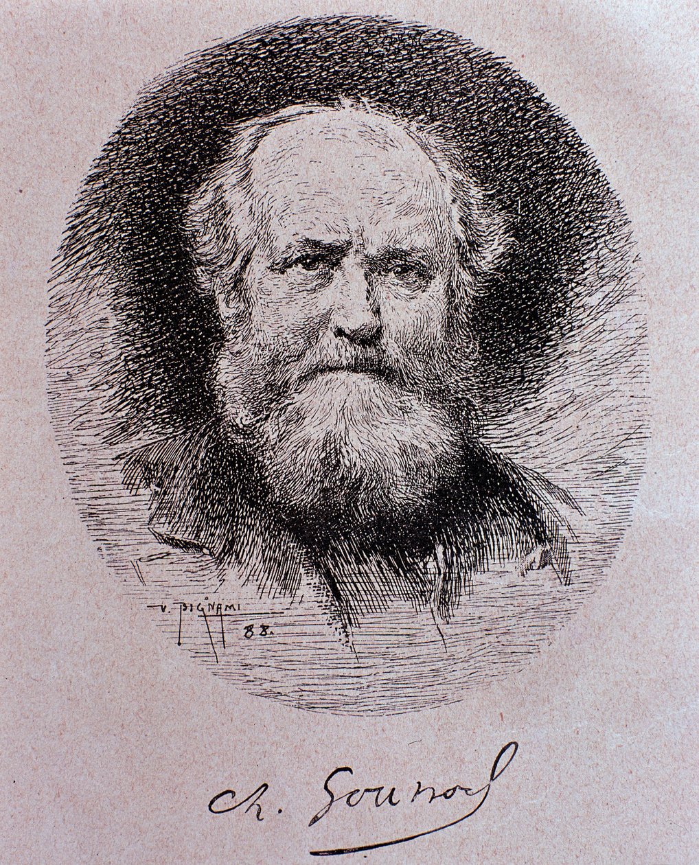 Portrett av Charles Gounod (tegning av Vespasiano Bignami