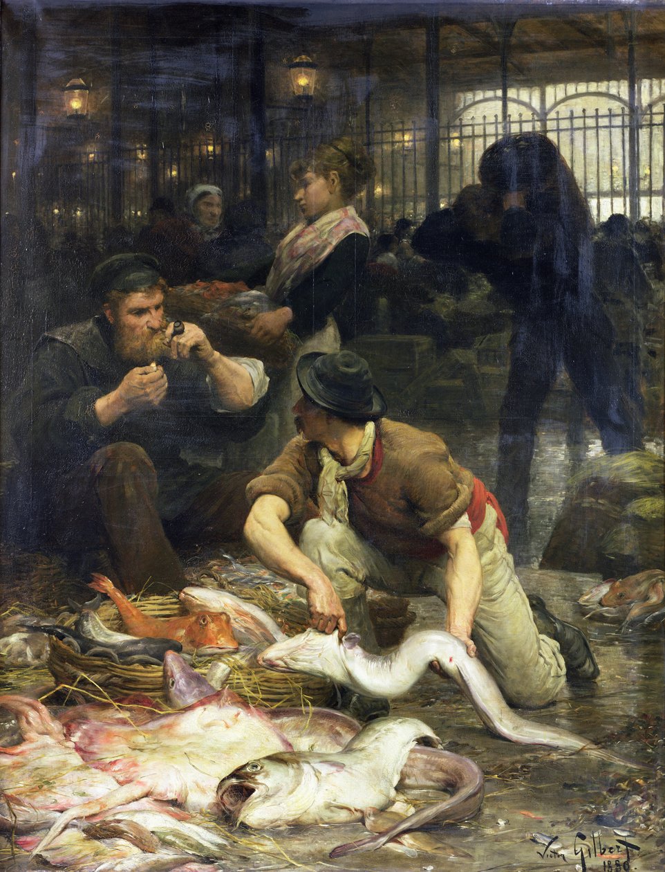 Fiskemarkedet om morgenen, 1880 av Victor Gabriel Gilbert