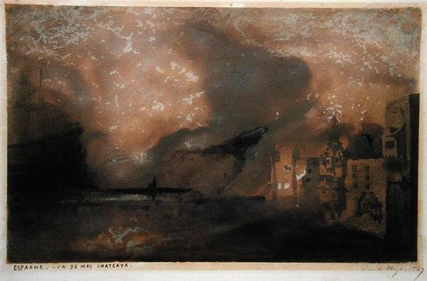 Et av mine slott i Spania, 1847 (penn og blekk og vask på papir) av Victor Hugo