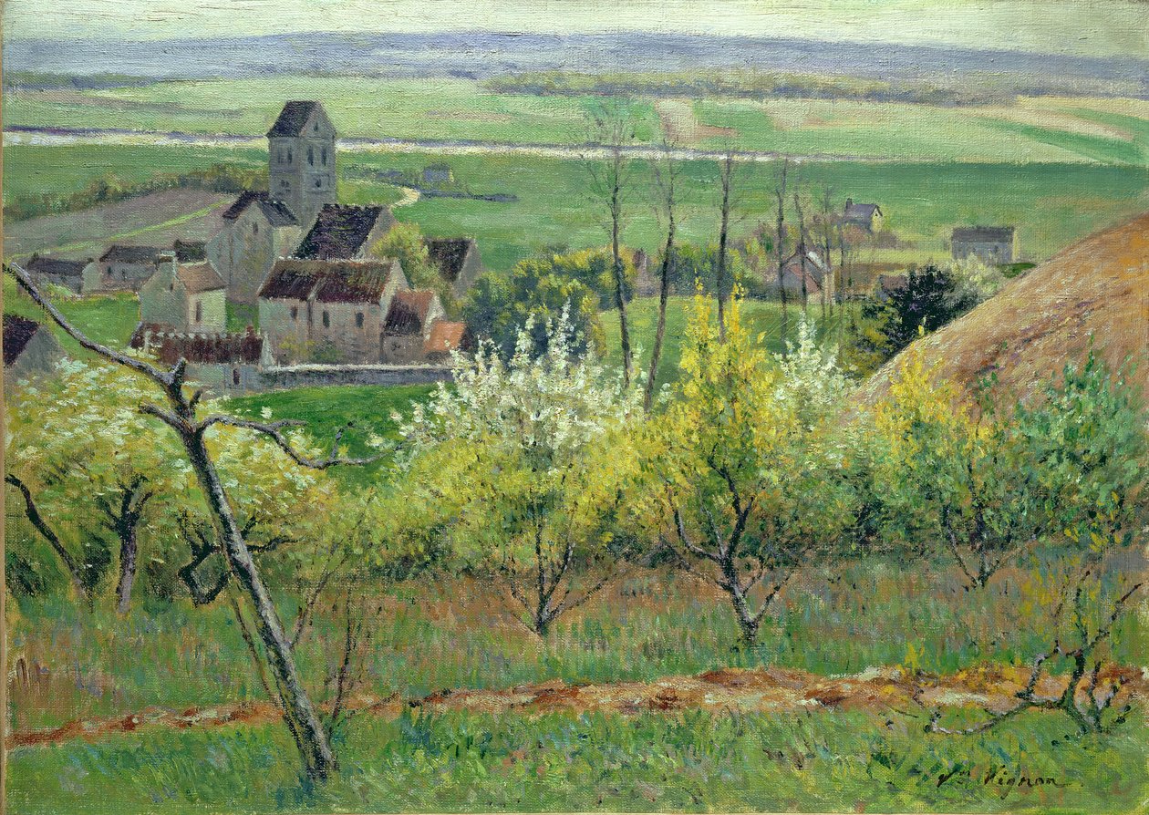 En landsby nær Auvers, ca. 1885 av Victor Vignon