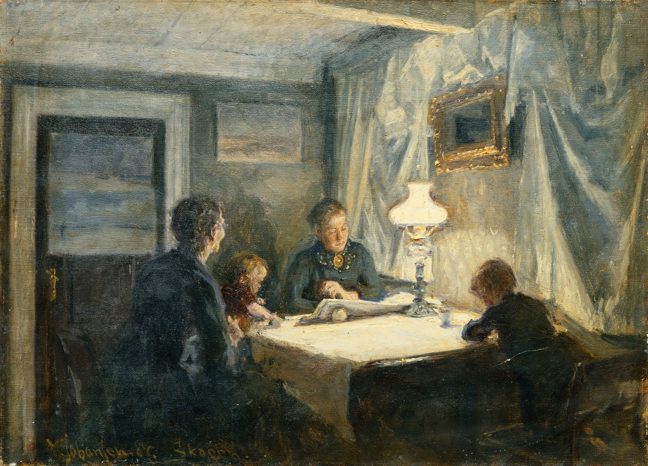Kveld i Skagen (Kunstnerens familie) av Viggo Johansen