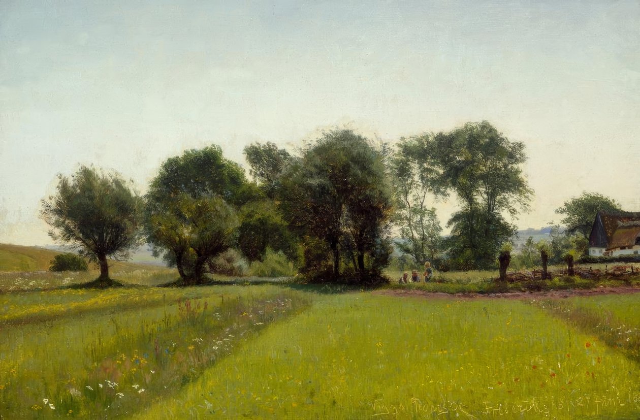 Barn som leker på jordene av Viggo Pedersen