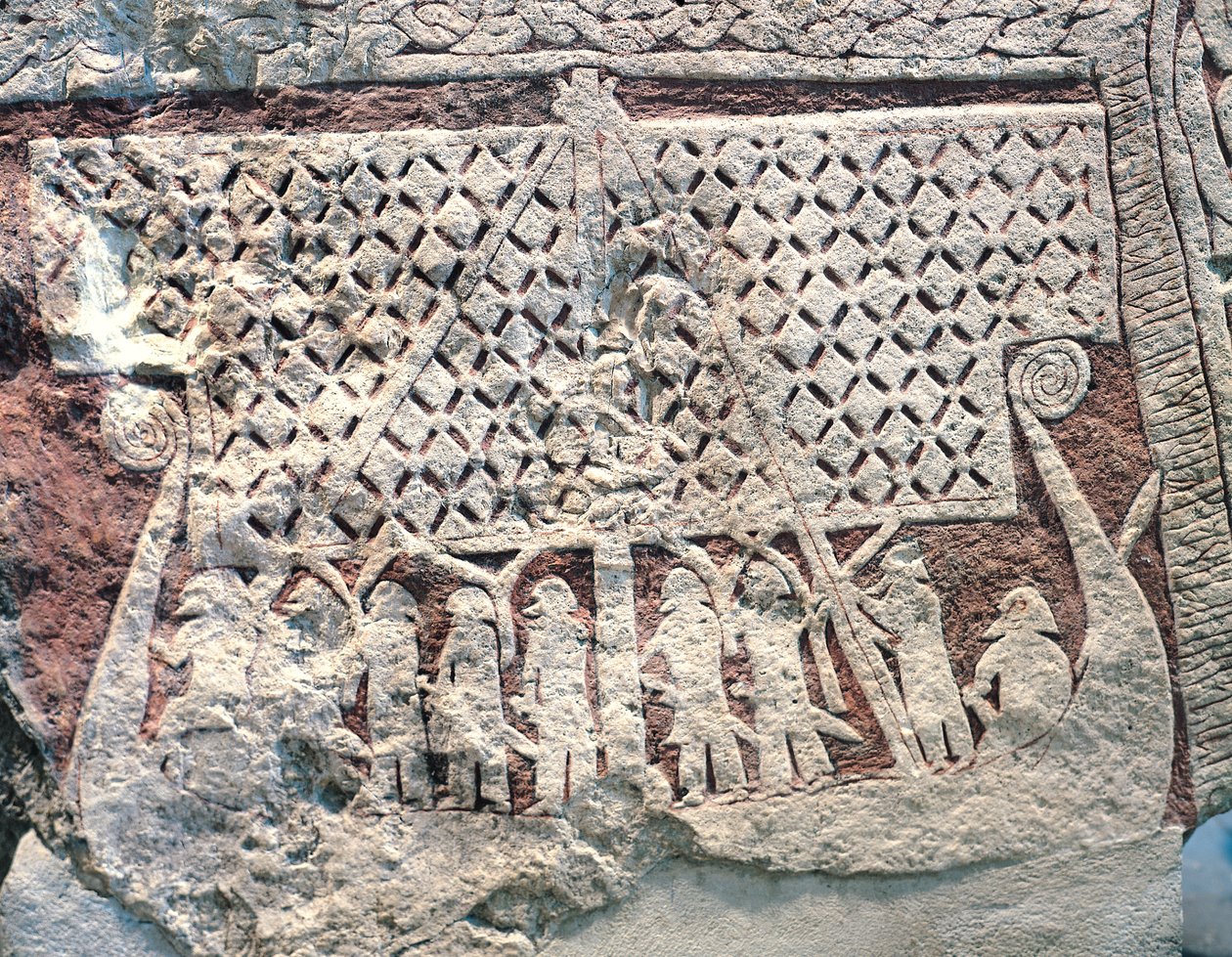 Detalj av en bildestein som viser et vikingskip, fra Isle of Gotland stein av Viking