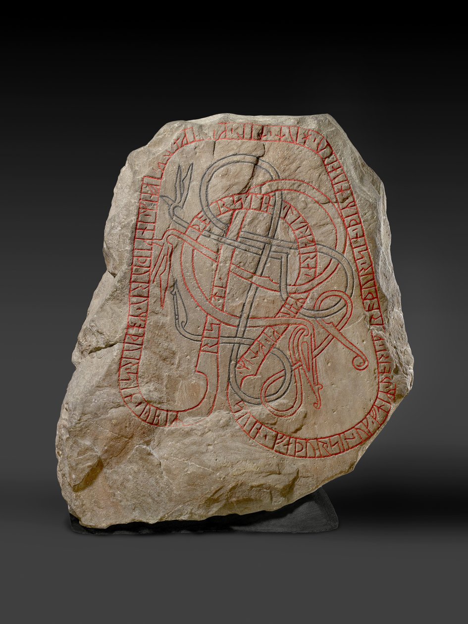 Runestein med rød inskripsjon, ca.787-1100 av Viking