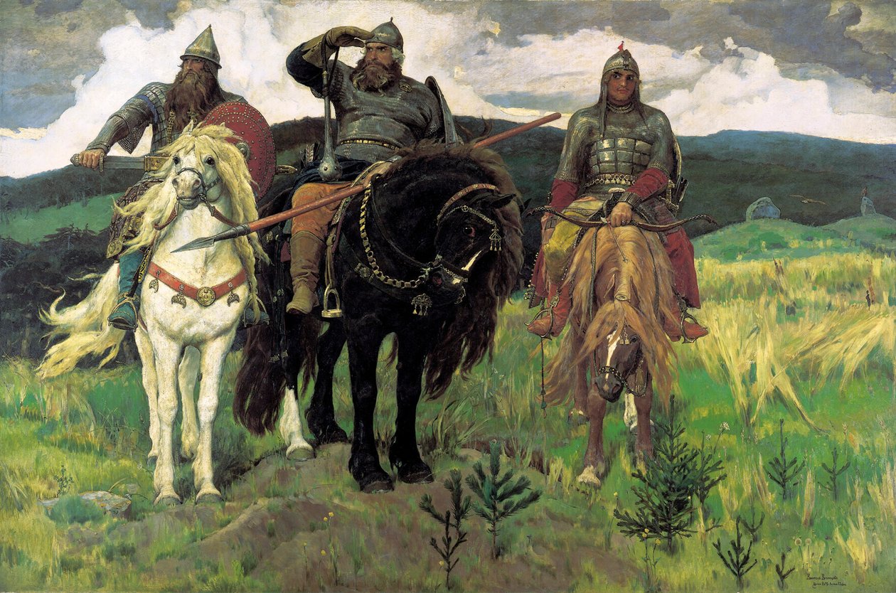 Bogatyrs', 1898. av Viktor Mikhaylovich Vasnetsov