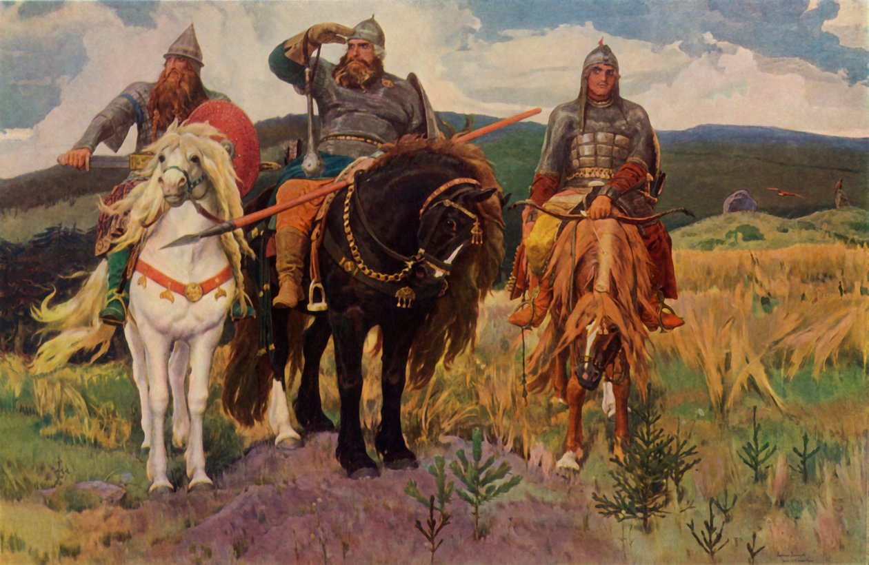 The Warriors, 1898, 1965. av Viktor Mikhaylovich Vasnetsov