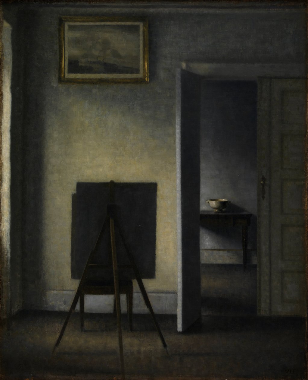 Interiør med Artists Easel av Vilhelm Hammershøi