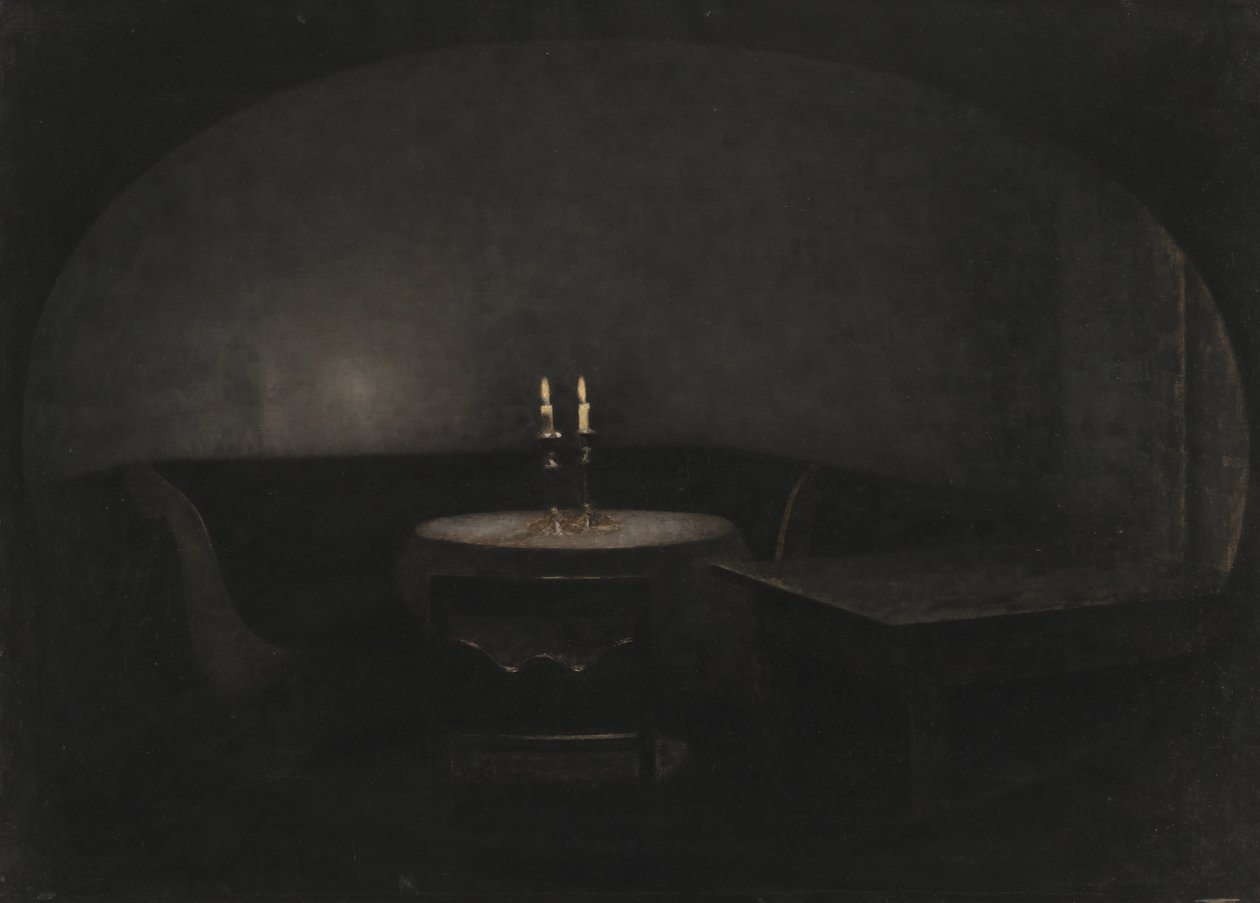 Interiør. Kunstig lys av Vilhelm Hammershøi