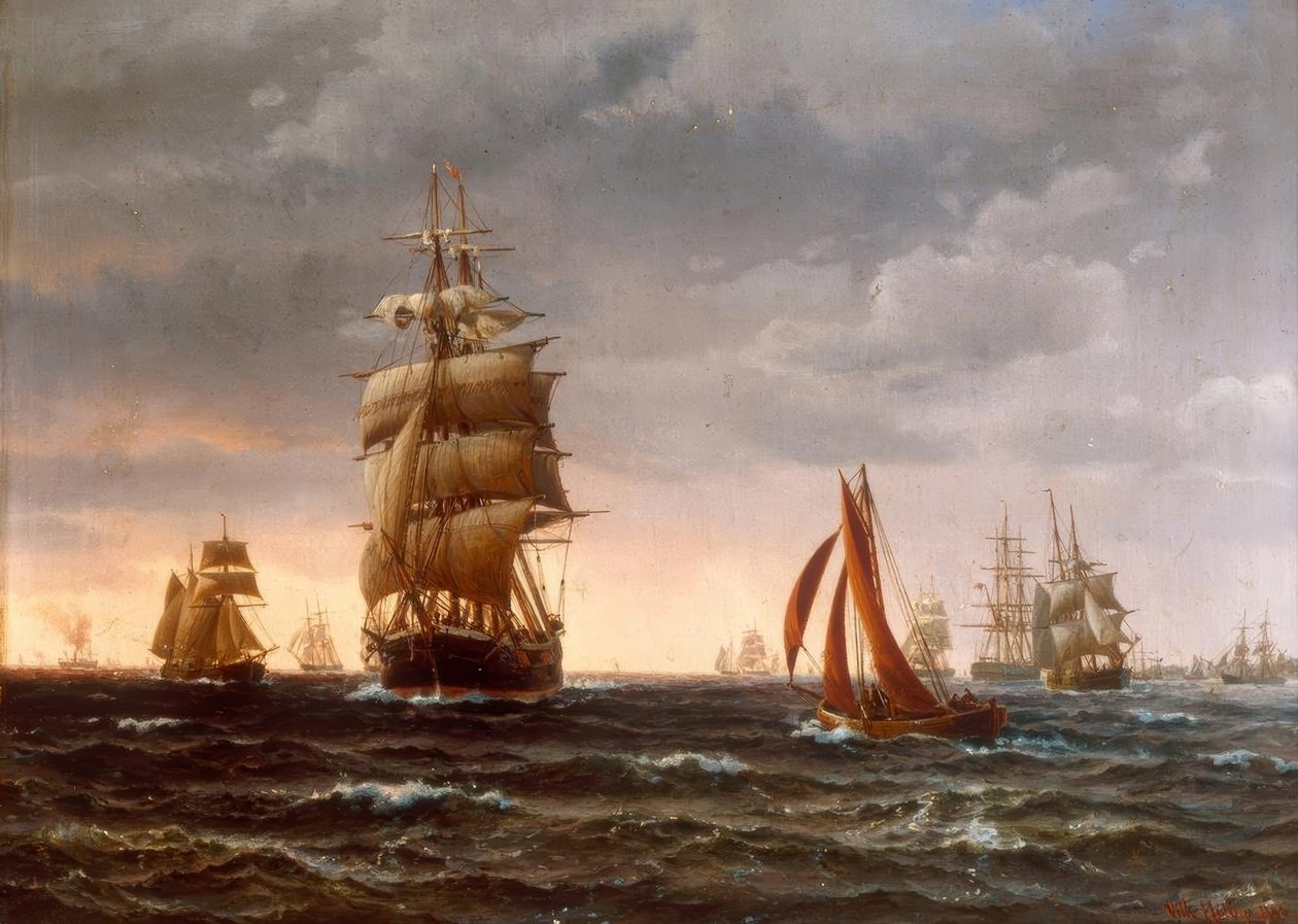 Skip på grov sjø av Vilhelm Melbye