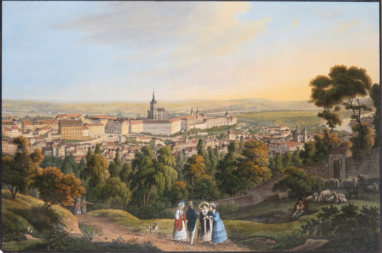 Praha slottsdistrikt Hradcany, ca. 1830. av Vincenc Morstadt