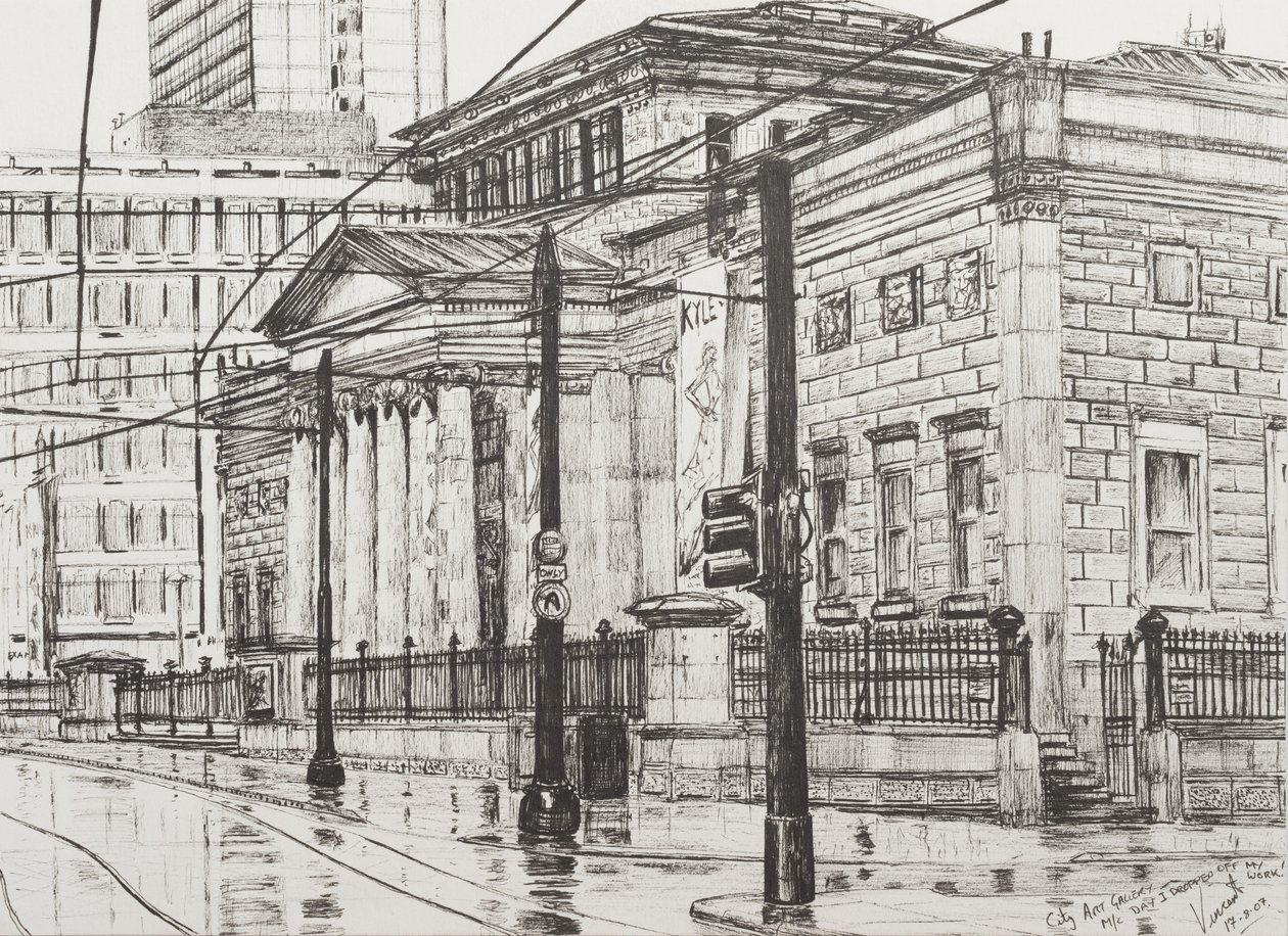 City Art Gallery, Manchester, 2007, (blekk på papir) av Vincent Alexander Booth