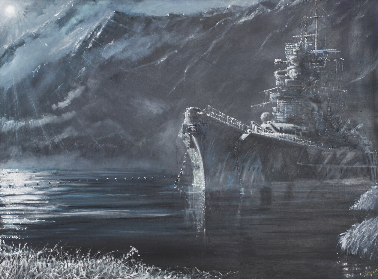Tirpitz The Lone Queen Of The North 1944, 2007, (Olje på lerret) av Vincent Alexander Booth