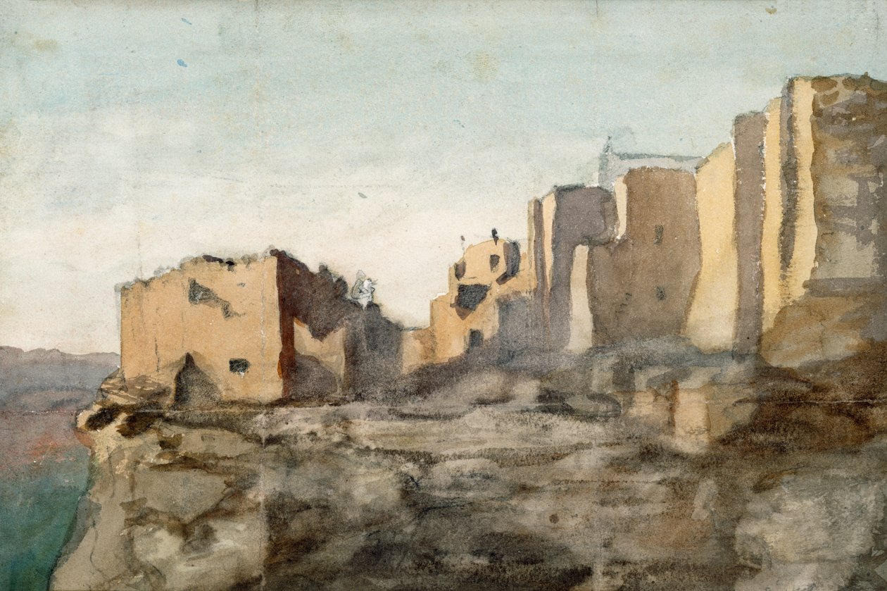 Moqui Village Cliff Dwellings, Arizona, 1869-71 (wc på papir) av Vincent Colyer
