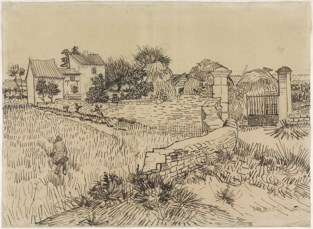 Gård i Provence, ca. 1888 (penn på papir) av Vincent van Gogh