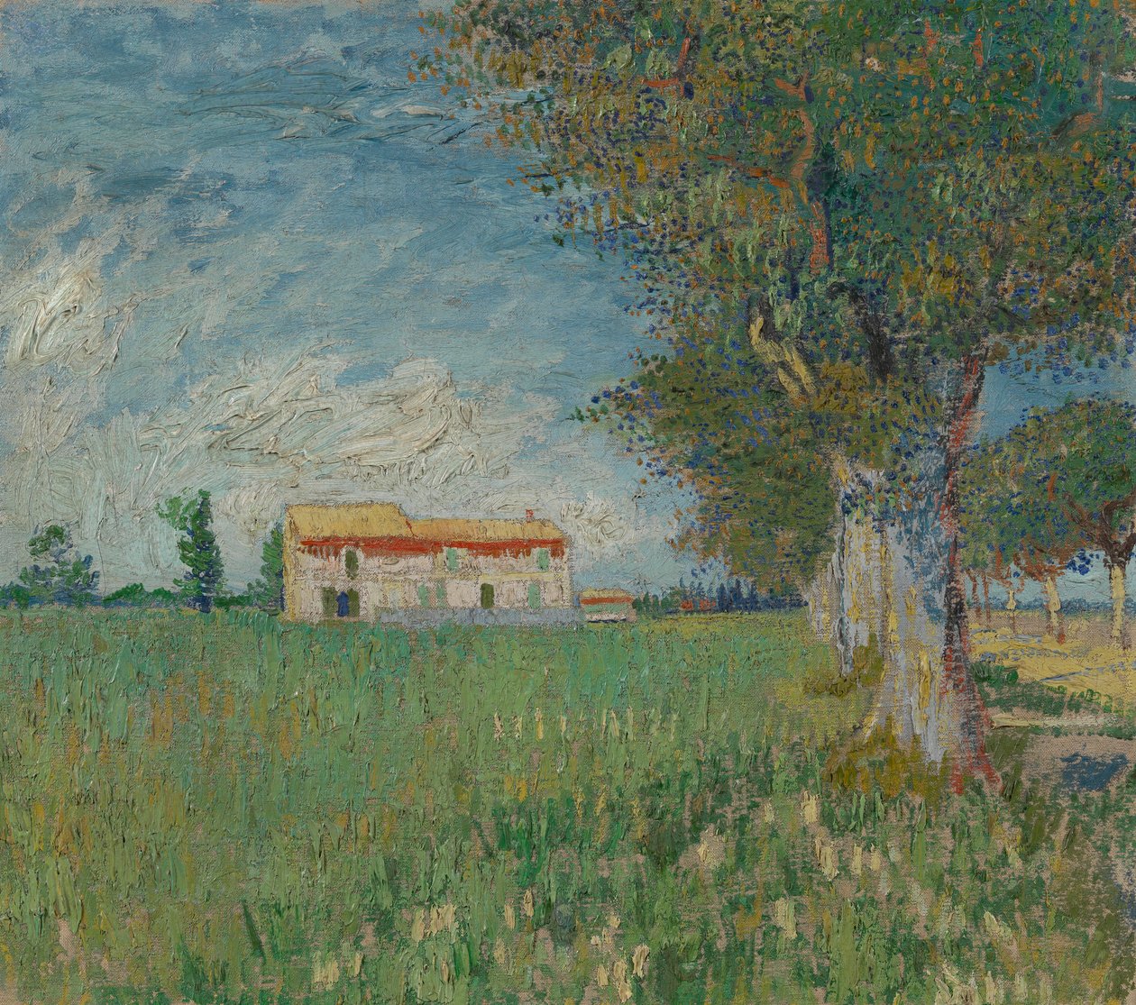 Gårdshus i et hvetefelt av Vincent van Gogh