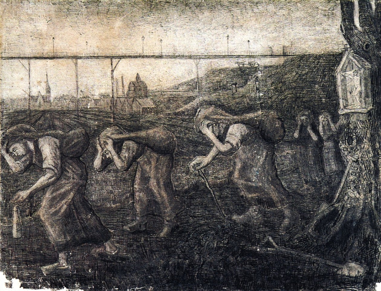 Gruvearbeidere kvinner som bærer sekker som bærer byrden av Vincent van Gogh