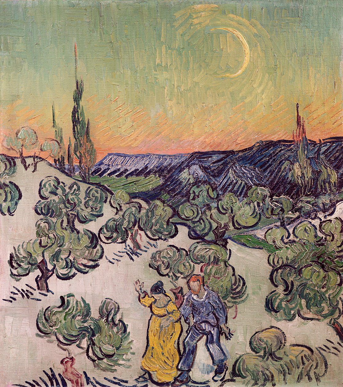 Månebelyst landskap, 1889 av Vincent van Gogh