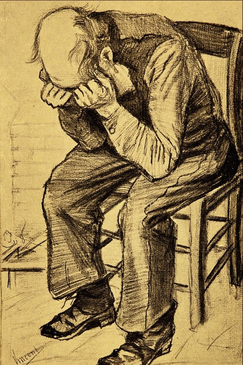 Gammel mann som sørger av Vincent van Gogh