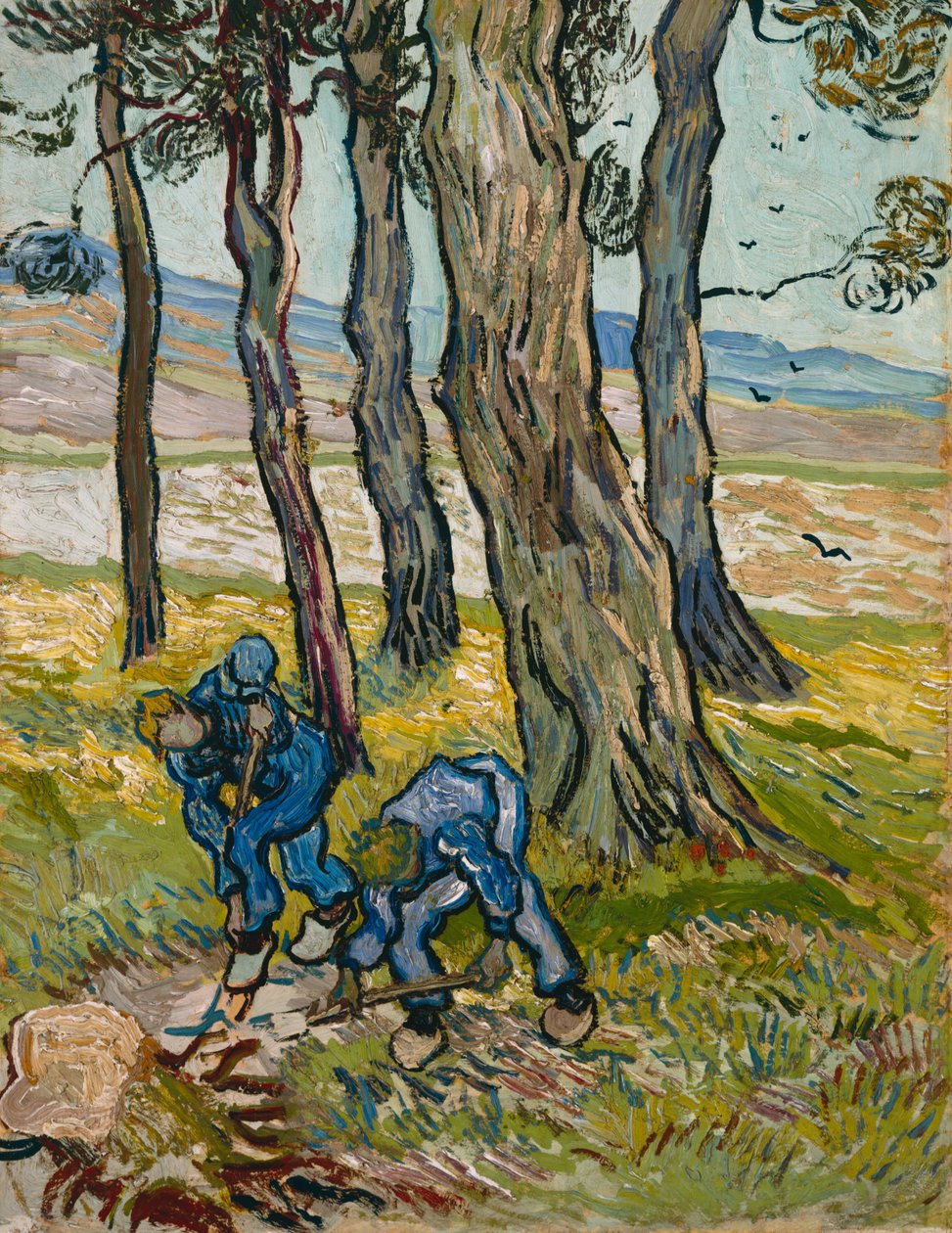 The Diggers, 1889 (olje på papir foret på lerret) av Vincent van Gogh