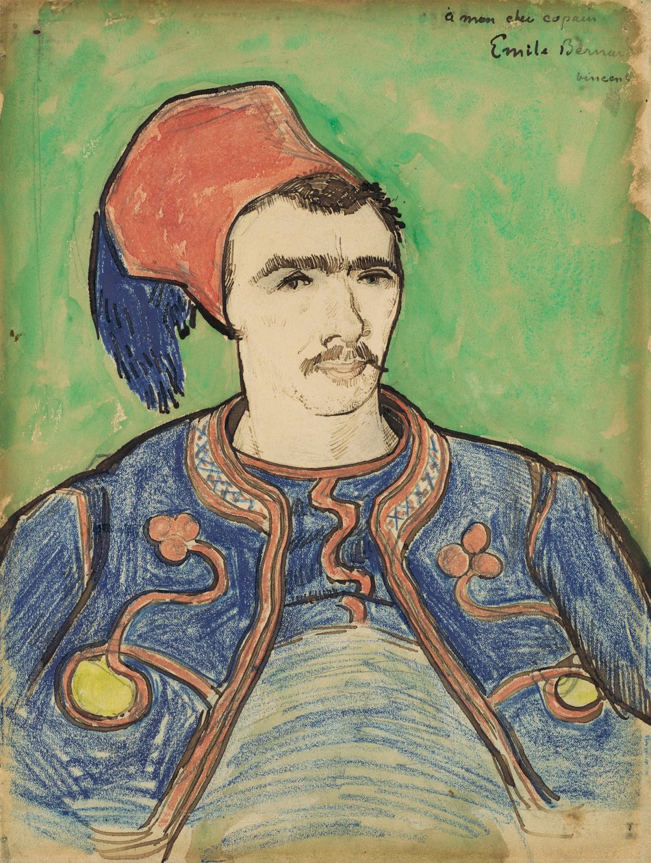 The Zouave, ca. 1888 (penn, brunt blekk, voksstift og wc) av Vincent van Gogh