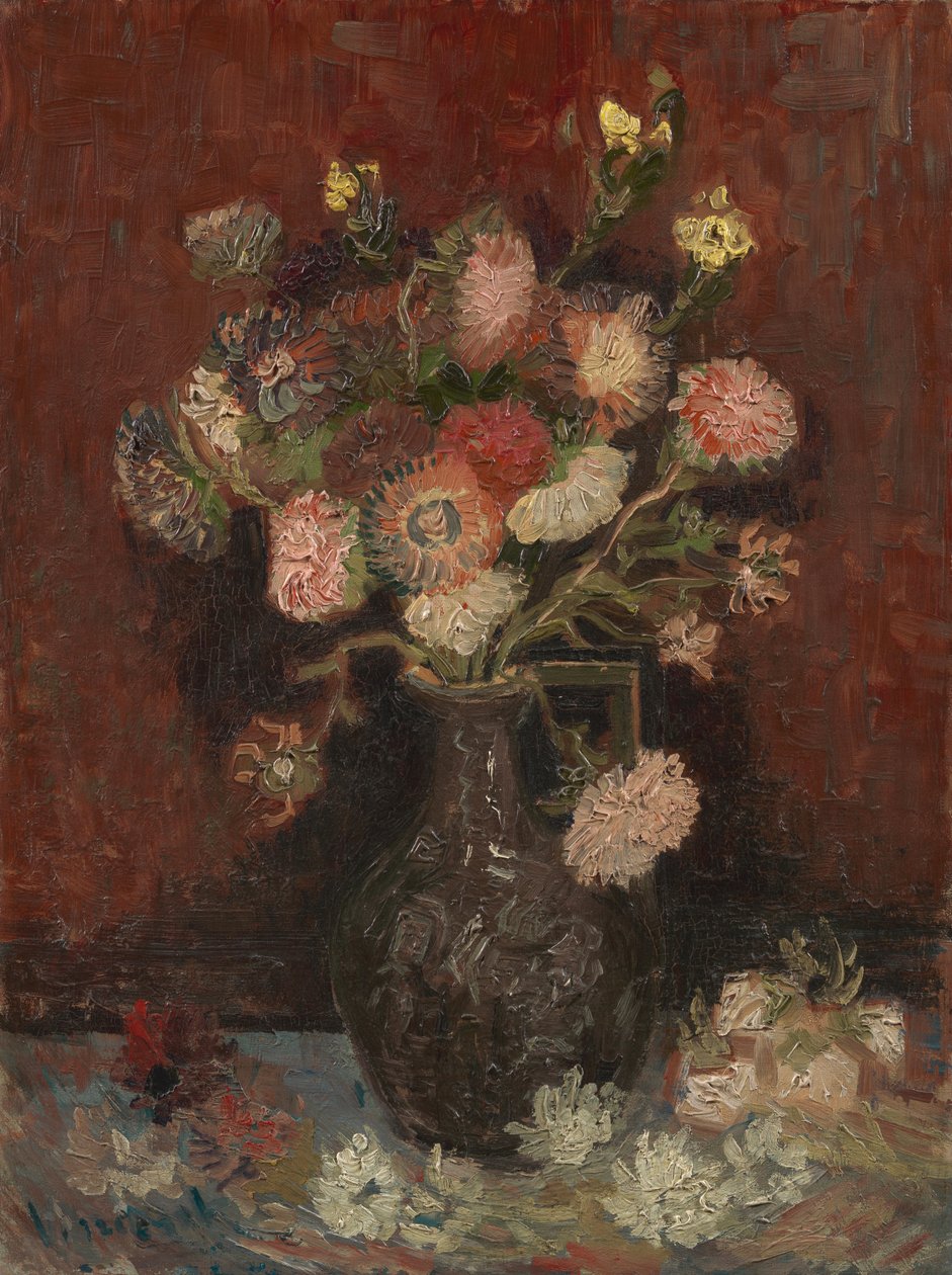 Vase med kinesiske asters og gladioli av Vincent van Gogh