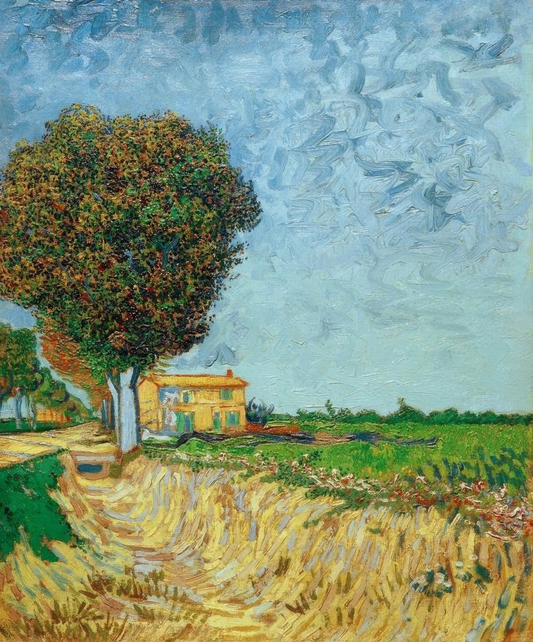 Avenue nær Arles med hus av Vincent van Gogh