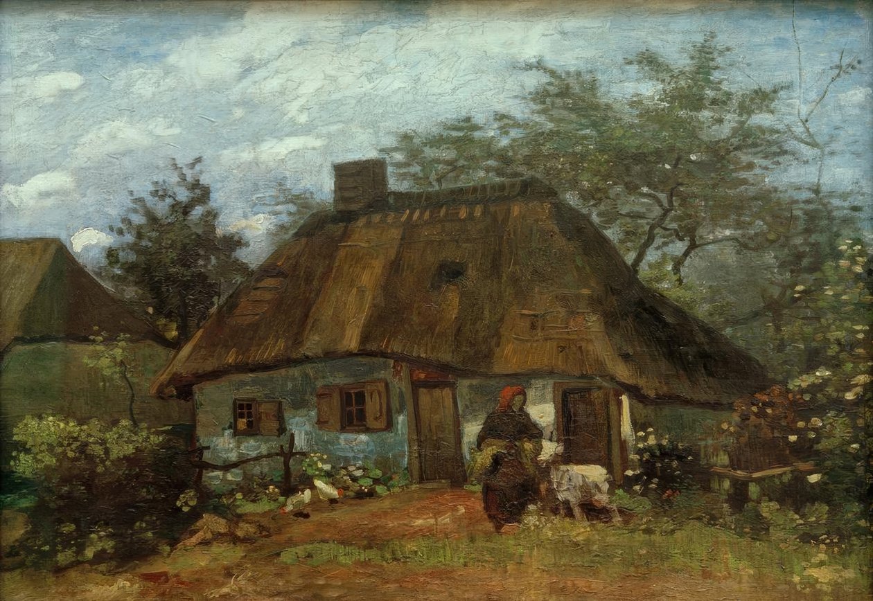 Våningshus og kvinne med geit av Vincent van Gogh