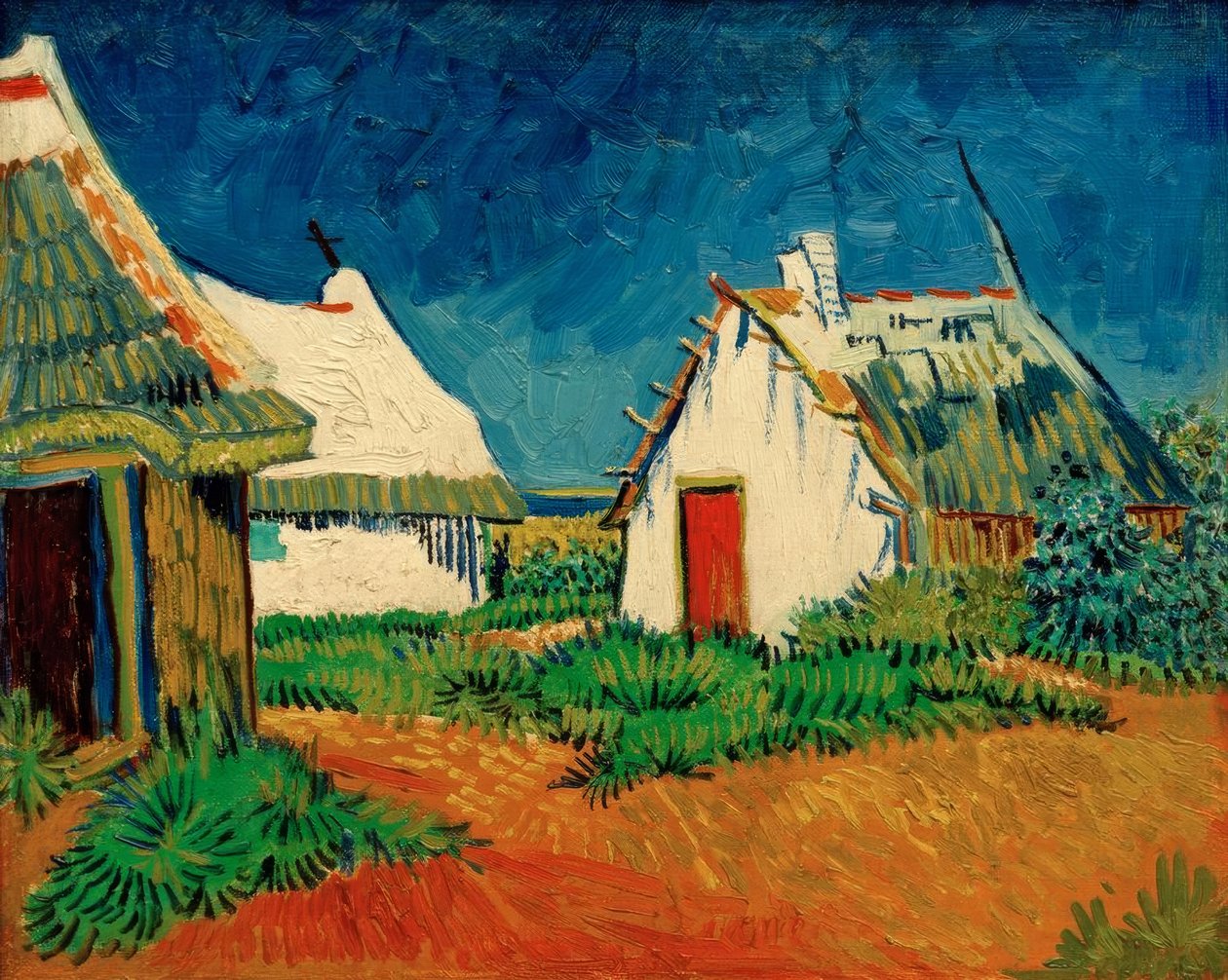 Tre hvite hytter i Saintes-Maries av Vincent van Gogh