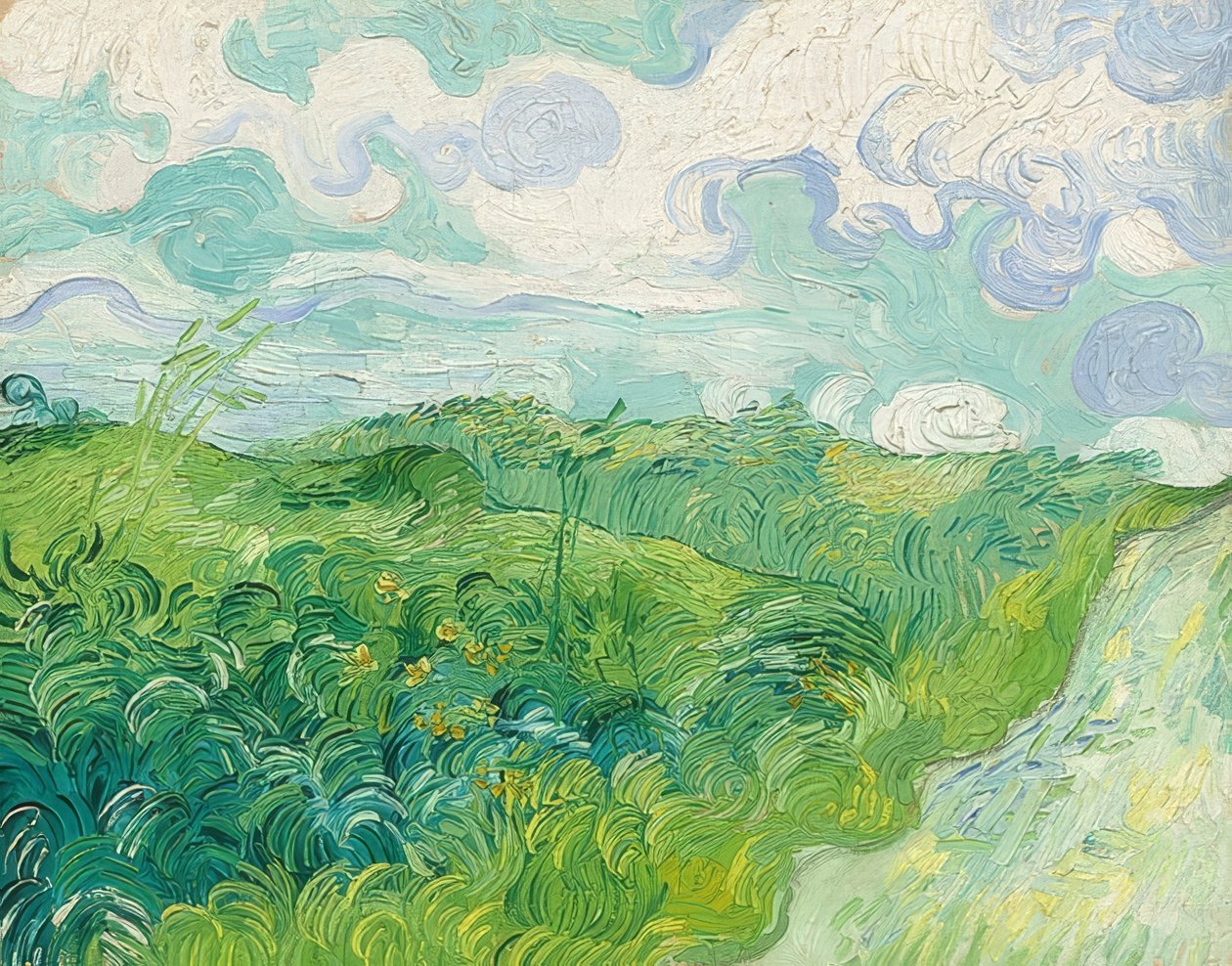 Grønne hveteåkre, Auvers. 1890 av Vincent van Gogh