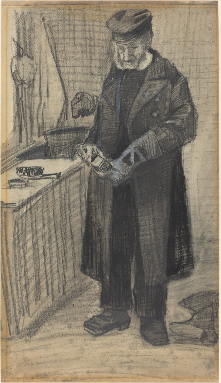 Mann som pusser en støvel, 1882. av Vincent van Gogh