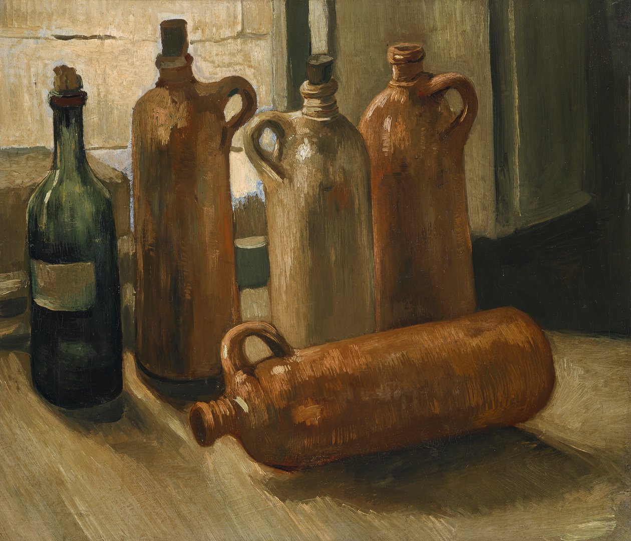 Stilleben med fem flasker av Vincent van Gogh