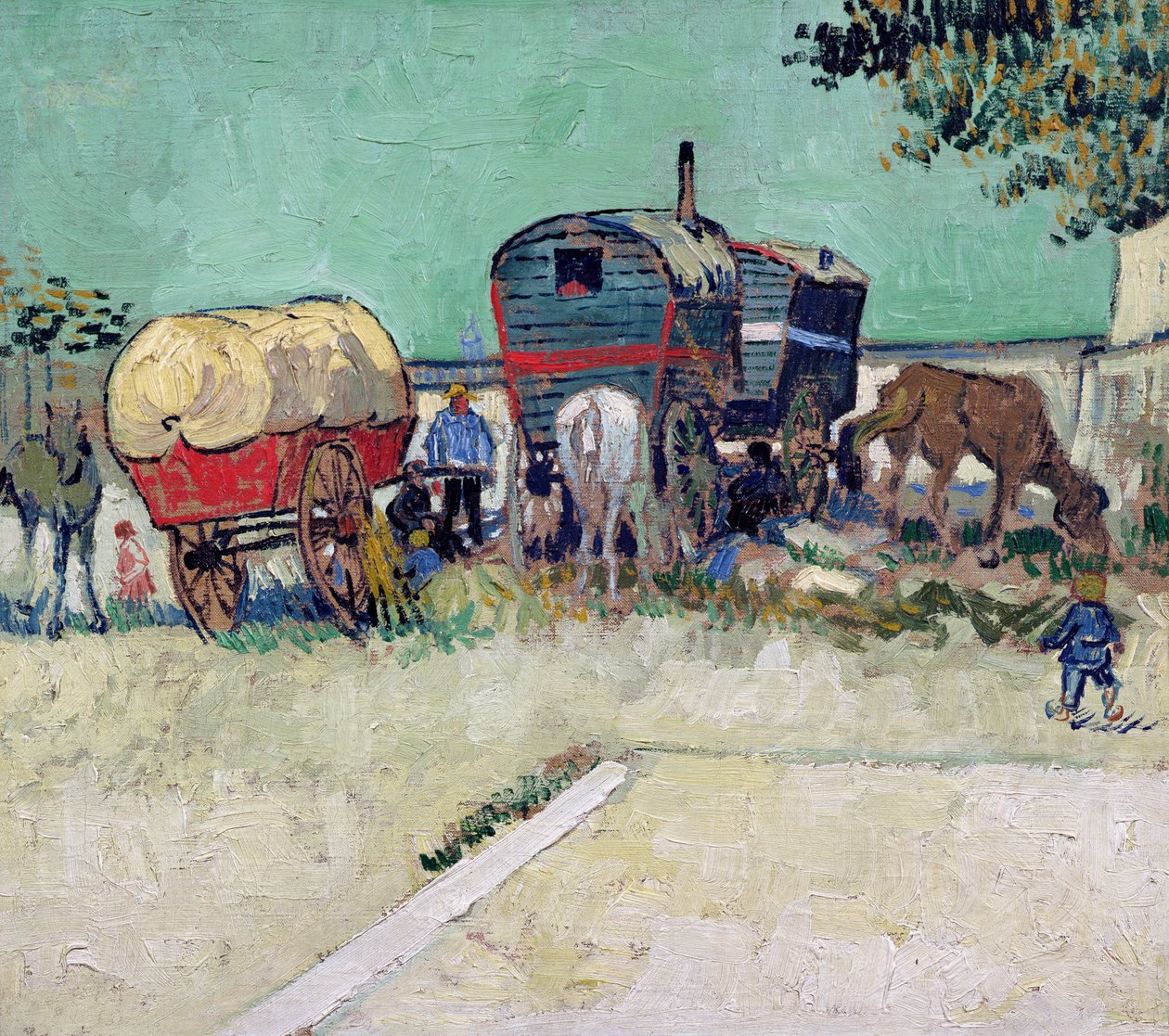 The Caravans, Gypsy Encampment nær Arles av Vincent van Gogh