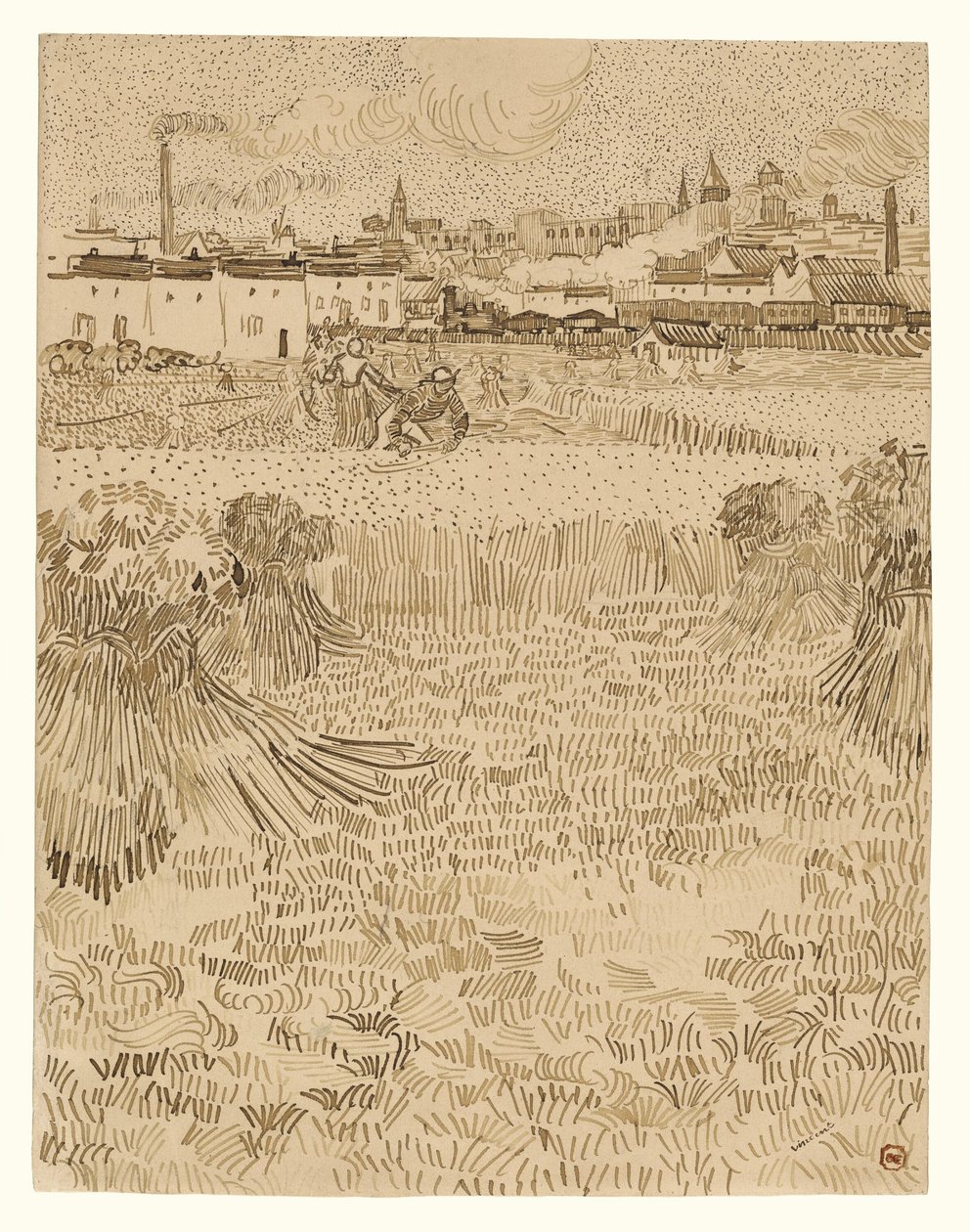 Utsikt fra hvetemarkene av Vincent van Gogh