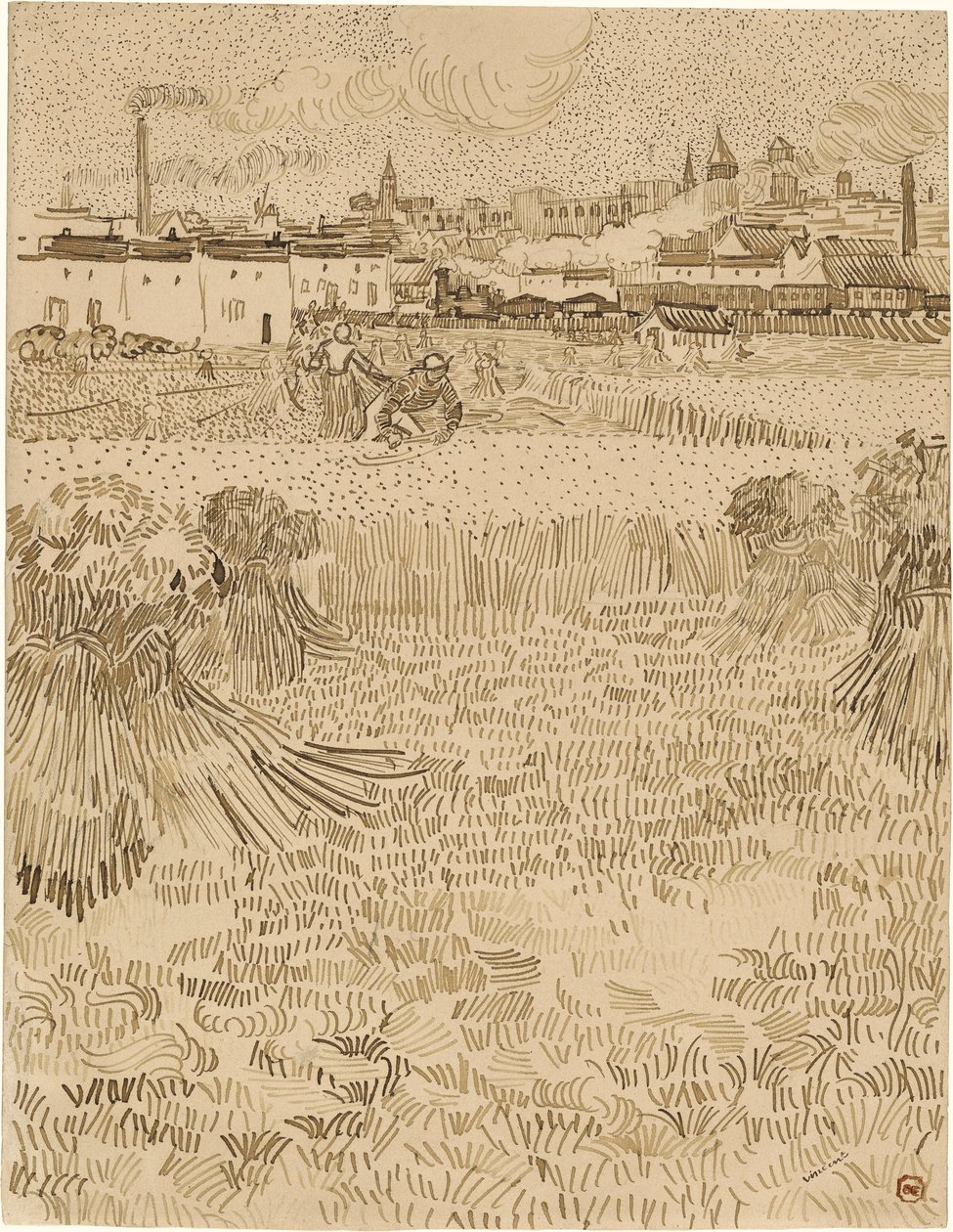 Arles. Utsikt fra hvetefeltene (1888) av Vincent van Gogh