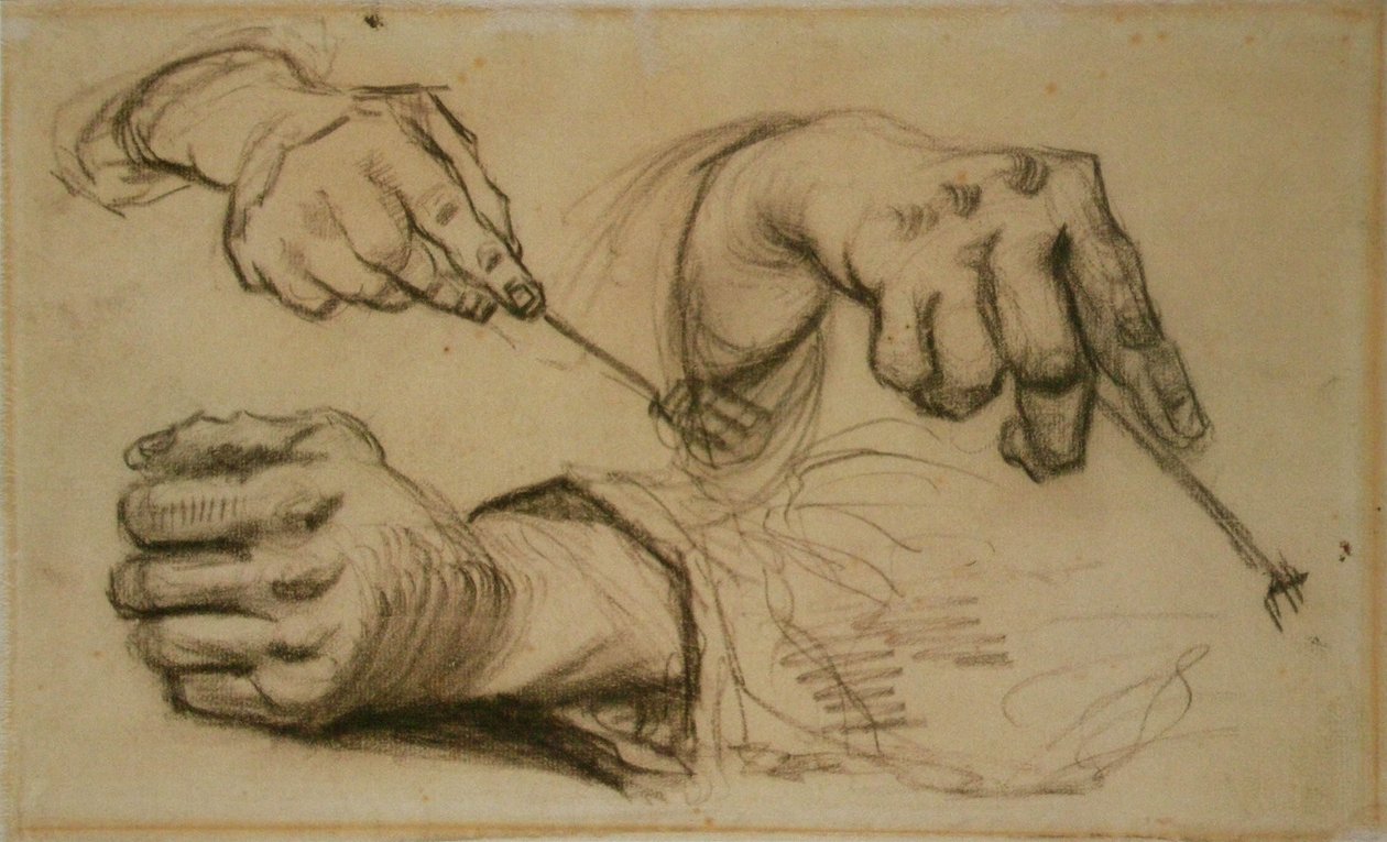 Study, Three Hands, Two Holding Forks F 1161r JH 746 av Vincent van Gogh