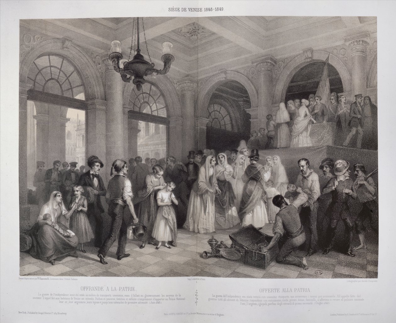 Kvinner ga juvelene sine for å hjelpe revolusjonen under beleiringen av Venezia i 1848-9 av Vincenzo after Giacomelli