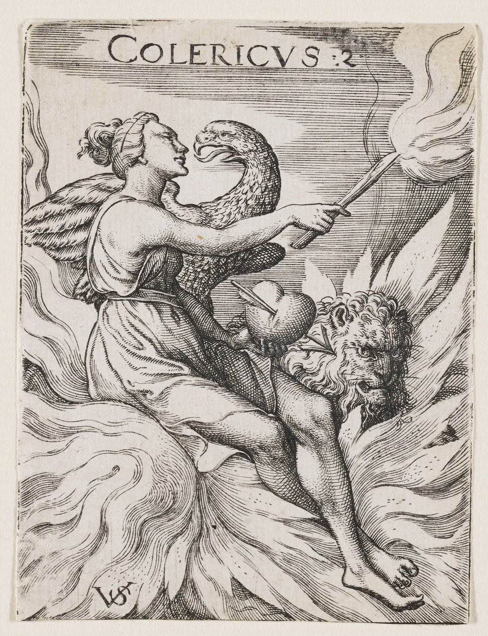 Kolerisk temperament, ca. 1530-62 (gravering) av Virgilius the elder Solis